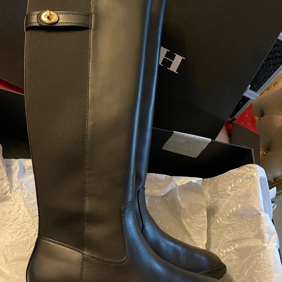 Coach Authentic leather black flat tall boots - Picture 2 of 11